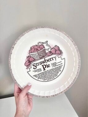 Vintage Strawberry Pie Recipe Dish Cottagecore Pie Plate